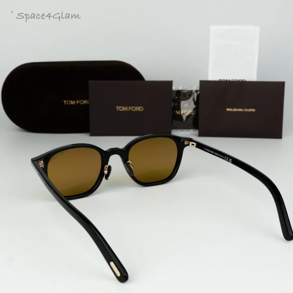 Tom Ford Men Sunglasses Black Light Brown Square FT0978-D/S Eco 01E BRAND NEW